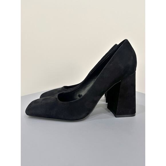 NWT ZARA Black Suede Block Heels - Picture 2 of 9